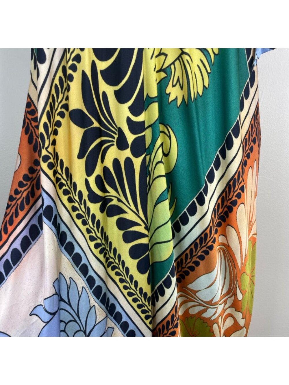 Zara Maxi Dress Womens XLarge Resort Halter Satin Silky Exotic Mixed Print Long - Picture 6 of 16